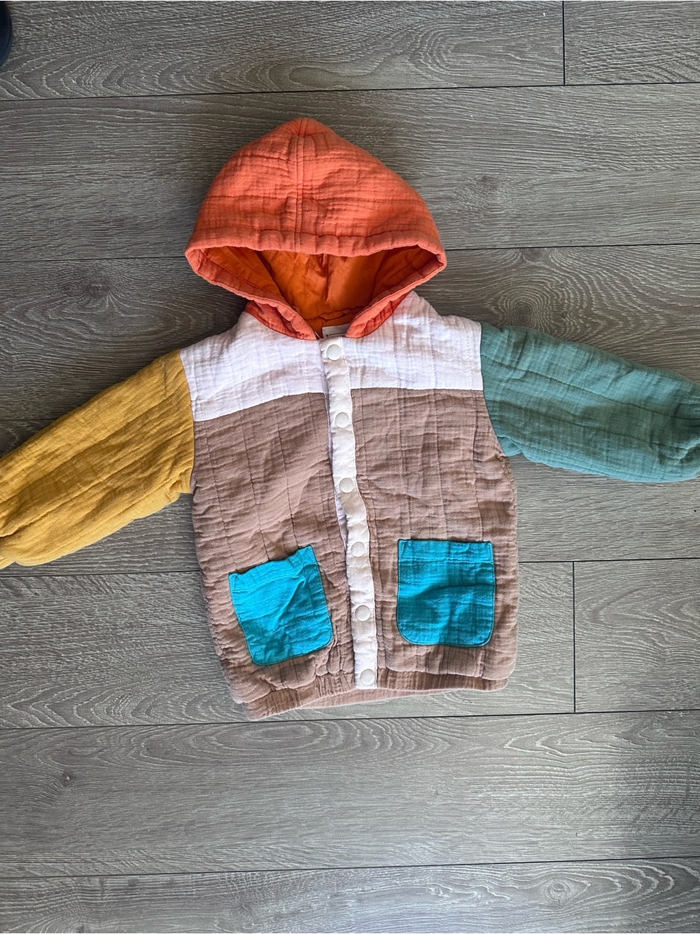 Colorblock Hooded Kids Jacket Multicolor